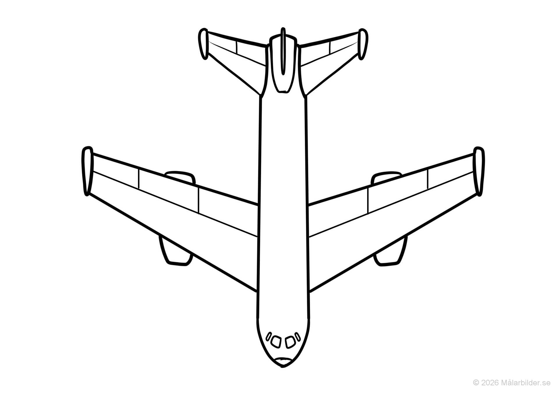 Färglägg ett stort jetflygplan som flyger högt! Perfekt för barn som älskar flygplan att lära sig om flygning och uttrycka sin kreativitet. Skriv ut gratis.