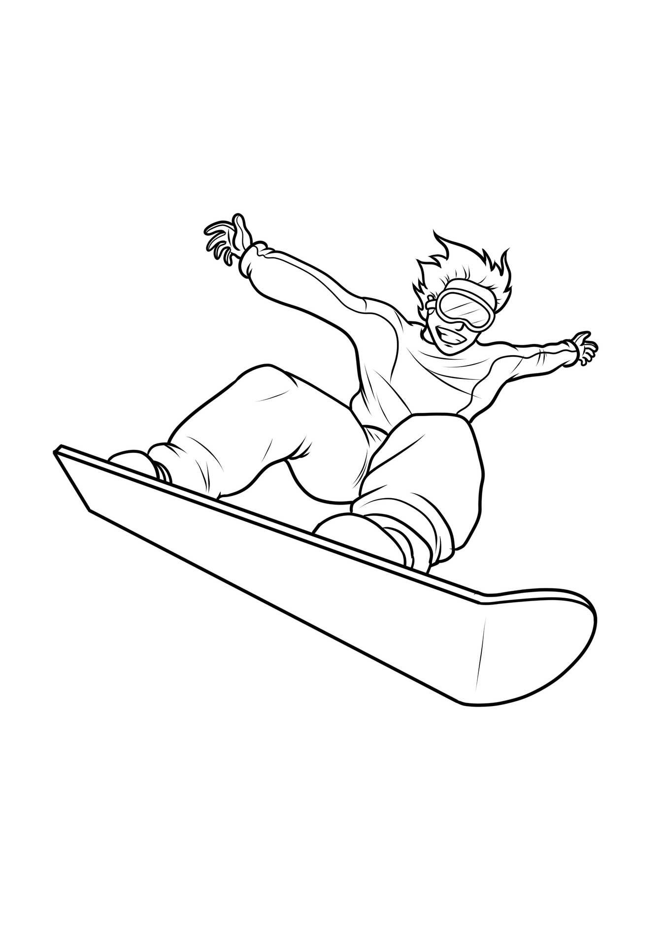 Denna actionfyllda bild av en snowboardåkare fångar spänningen i vintersport för unga fans av bergsäventyr och snöiga trick.