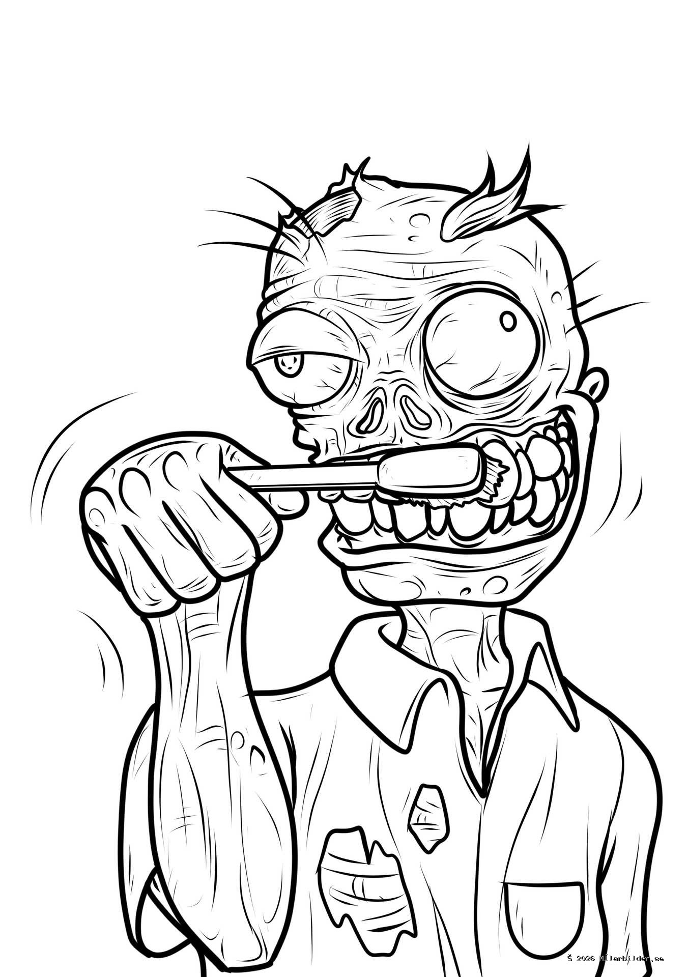 Färglägg en rolig zombie som borstar tänderna! En perfekt målarbild för barn som vill utforska läskiga figurer och hälsosamma vanor på ett kul sätt.