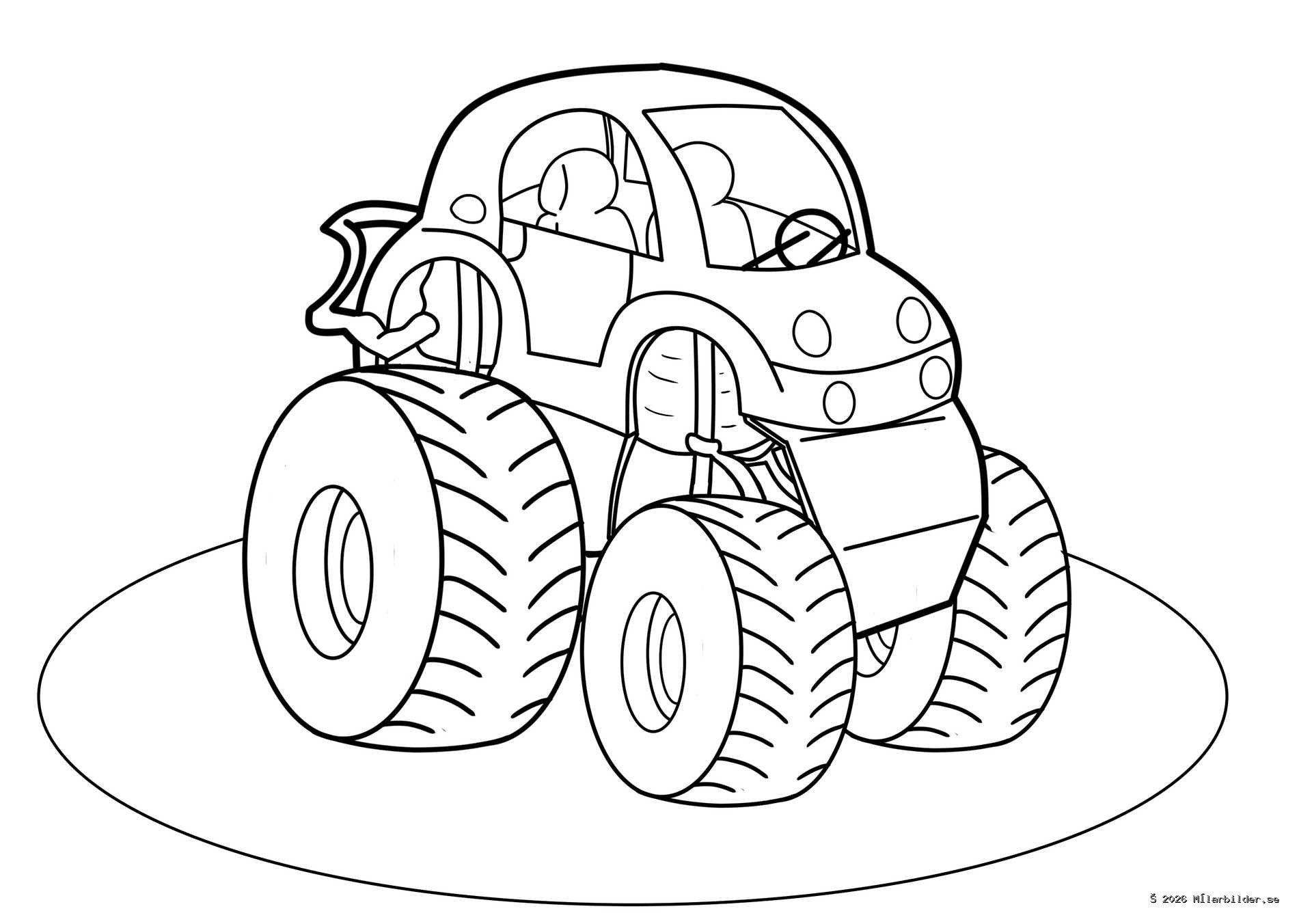 Njut av denna spännande målarbild med en monstertruck för barn. Väck de gigantiska hjulen och den kraftfulla motorn till liv med dina favoritfärger!